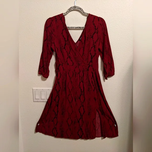 Express red snake skin print dress
